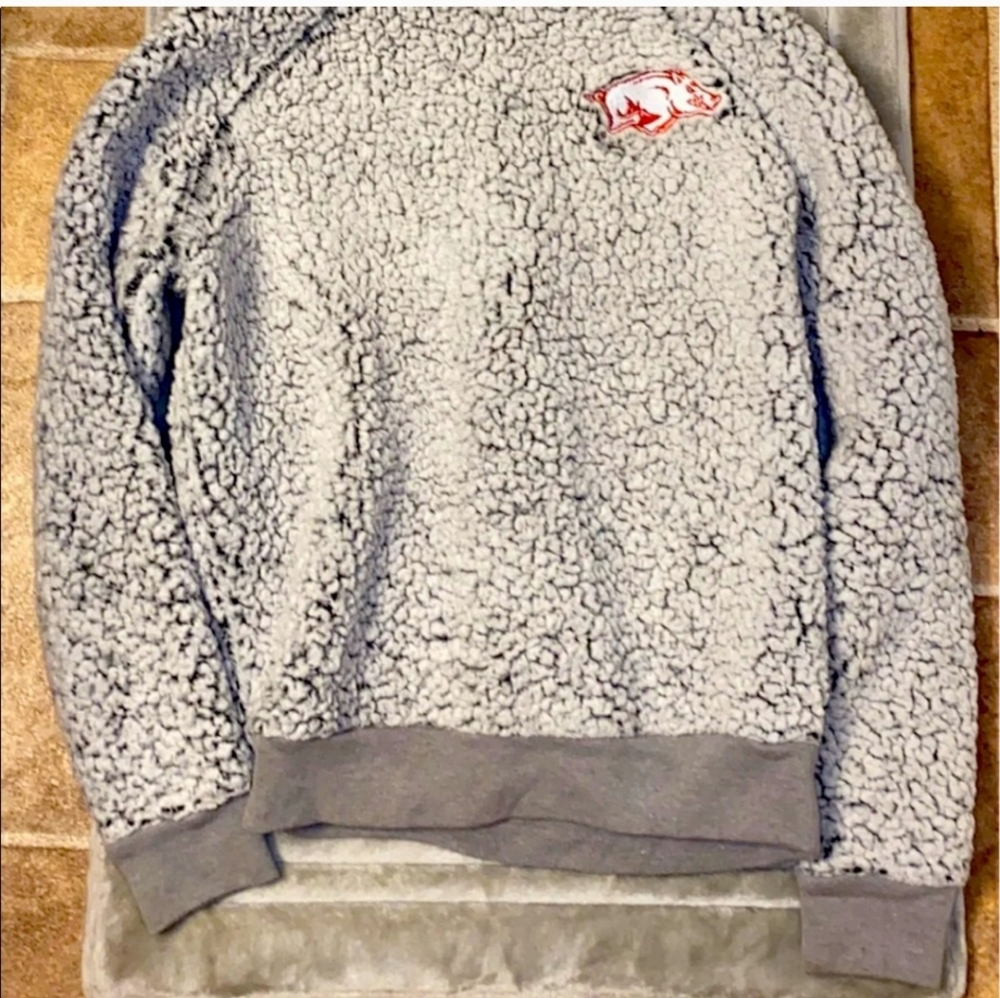 PINK Victoria's Secret Grey Arkansas Sherpa Hoodie